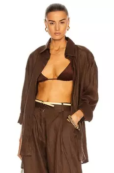 Льняная тканая рубашка AEXAE, коричневый