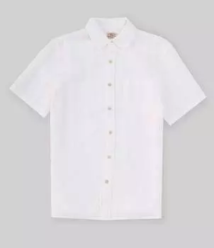 Льняная тканая рубашка с короткими рукавами Faherty Palma, белый