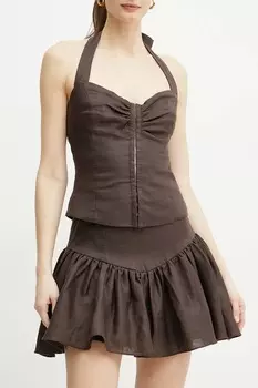 Льняная юбка AMORETTE Bardot, коричневый