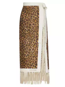 Льняная юбка анималистического стиля Valentino Garavani, цвет animal print