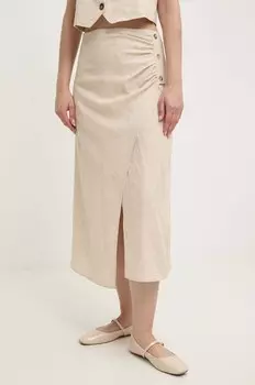 Льняная юбка Answear Lab, бежевый