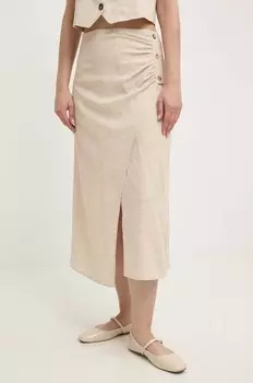 Льняная юбка Answear Lab, бежевый