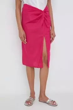 Льняная юбка Answear Lab, розовый