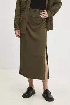 Льняная юбка Answear Lab, зеленый