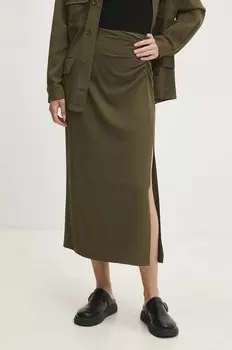 Льняная юбка Answear Lab, зеленый