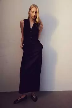 Льняная юбка-карандаш H&M, черный