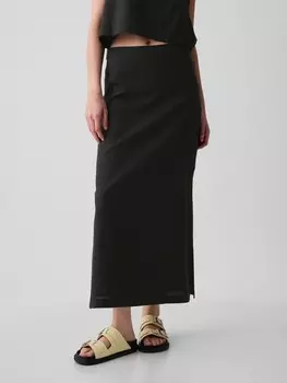 Льняная юбка макси Gap, черный
