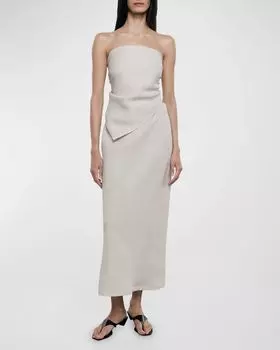 Льняная юбка макси с косой окантовкой Enza Costa, цвет Flax