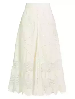 Льняная юбка-миди Annora с люверсами Ulla Johnson, белый