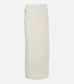 Льняная юбка миди асимметричного кроя Iris Sir, зеленый