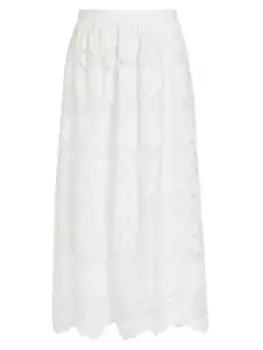 Льняная юбка-миди Lexi с вышивкой Zimmermann, слоновая кость