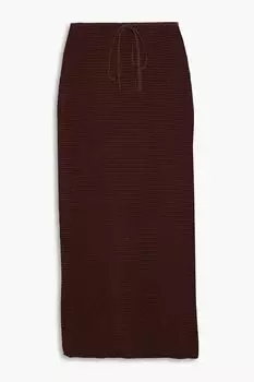 Льняная юбка миди ONIA, шоколад