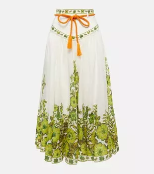 Льняная юбка миди Wallis с цветочным принтом ALMAIS, разноцветный
