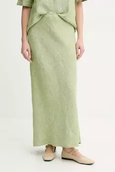 Льняная юбка SAAGNETA Samsoe Samsoe, зеленый