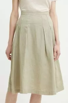 Льняная юбка United Colors of Benetton, зеленый