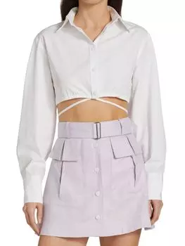 Льняная укороченная рубашка Matthew Bruch, белый