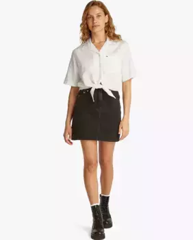 Льняная укороченная рубашка свободного кроя Tommy Jeans, белый