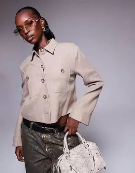 Льняная верхняя рубашка бежевого цвета River Island