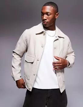 Льняная верхняя рубашка бежевого цвета River Island