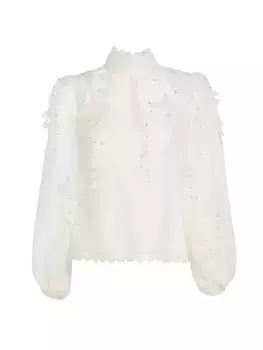 Льняно-шелковая блузка Petal Zimmermann, цвет natural