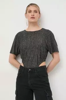 Льняное боди Pinko, серый