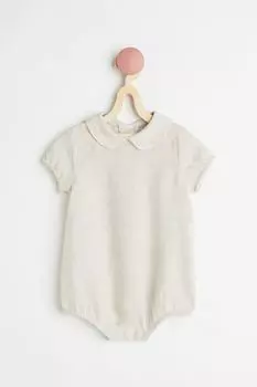 Льняное боди с короткими рукавами H&amp;M, светло-бежевый