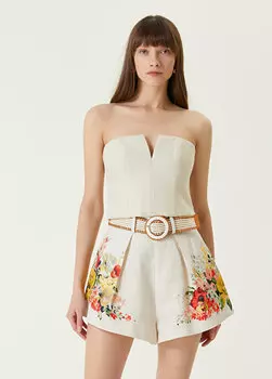 Льняное бюстье цвета экрю Zimmermann