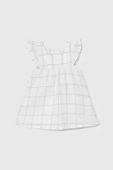 Льняное детское платье United Colors of Benetton, белый