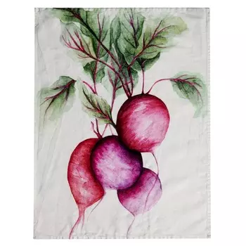 Льняное кухонное полотенце с эффектом потертости - Редис Simple Day