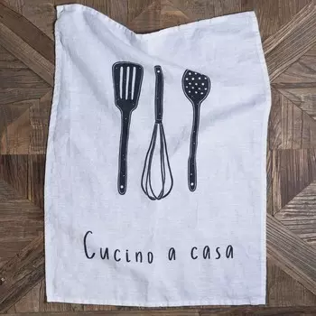 Льняное кухонное полотенце с принтом Stonewashed - я готовлю дома Simple Day