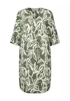 Льняное летнее платье, длина до колена, рукава 3/4, женское CARTOON, цвет Cream Green