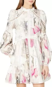 Льняное мини-платье Fleurz Ted Baker, цвет Light Nude