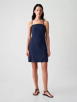 Льняное мини-платье Gap, синий