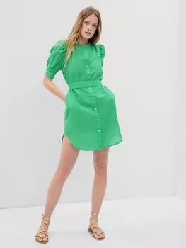 Льняное мини-платье Gap, зеленый