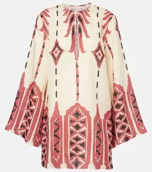 Льняное мини-платье Johanna Ortiz, цвет ayahuasca ecru-yellow-brown