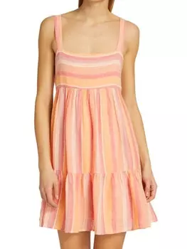 Льняное мини-платье Rails в полоску sadie, оранжевый