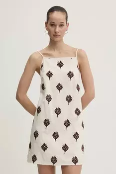 Льняное платье Abercrombie & Fitch, бежевый