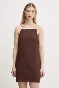 Льняное платье Abercrombie & Fitch, коричневый