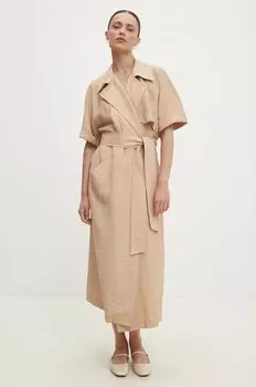 Льняное платье Answear Lab, коричневый