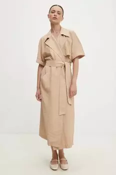 Льняное платье Answear Lab, коричневый