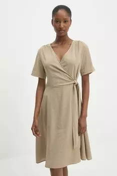 Льняное платье Answear.Lab, коричневый