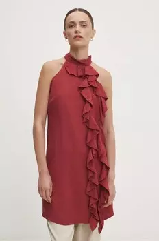 Льняное платье Answear Lab, красный