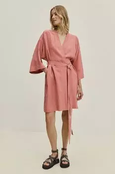 Льняное платье Answear Lab, розовый