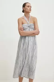 Льняное платье Answear Lab, серый