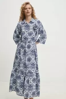 Льняное платье Answear Lab, синий
