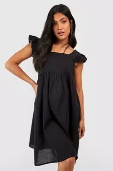 Льняное платье-бабочка с оборками для беременных boohoo, черный