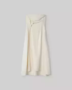 Льняное платье без бретелек с драпировкой Adolfo Dominguez, цвет Crudo