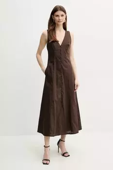 Льняное платье Cordelia Bardot, коричневый