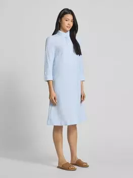 Льняное платье длиной до колена с рукавами 3/4 Christian Berg Woman, синий