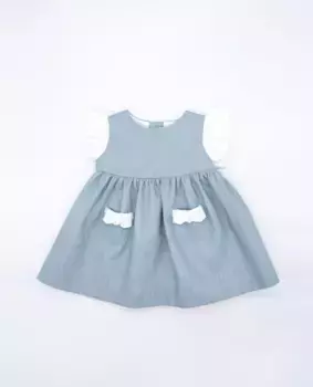 Льняное платье для девочки с карманами Fina Ejerique, зеленый